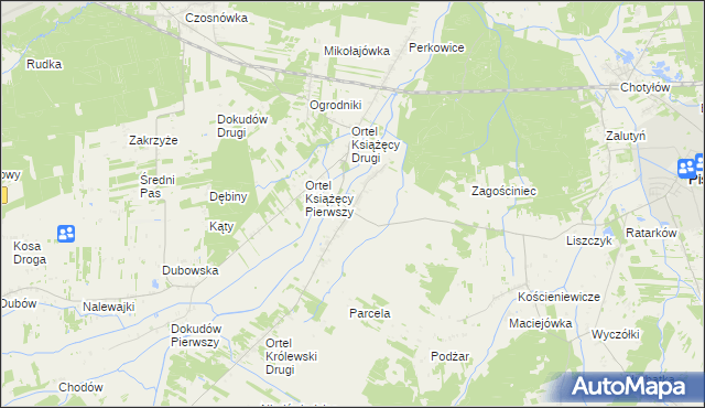 mapa Ortel Królewski Pierwszy, Ortel Królewski Pierwszy na mapie Targeo