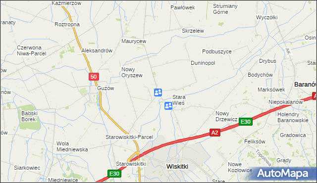 mapa Oryszew-Osada, Oryszew-Osada na mapie Targeo