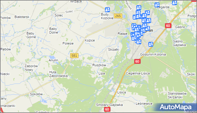 mapa Osada gmina Gostynin, Osada gmina Gostynin na mapie Targeo