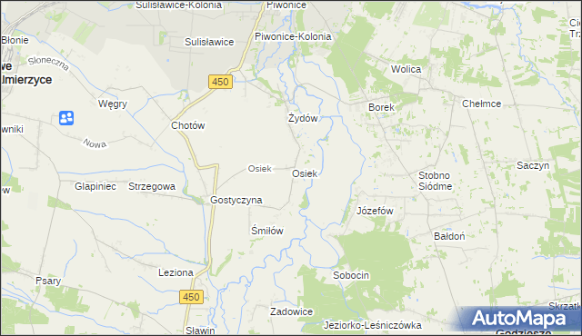 mapa Osiek gmina Nowe Skalmierzyce, Osiek gmina Nowe Skalmierzyce na mapie Targeo