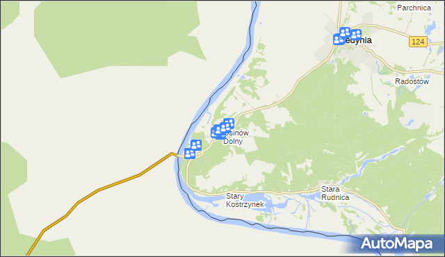 mapa Osinów Dolny, Osinów Dolny na mapie Targeo