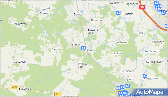 mapa Osola, Osola na mapie Targeo