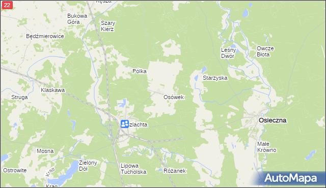 mapa Osówek gmina Osieczna, Osówek gmina Osieczna na mapie Targeo