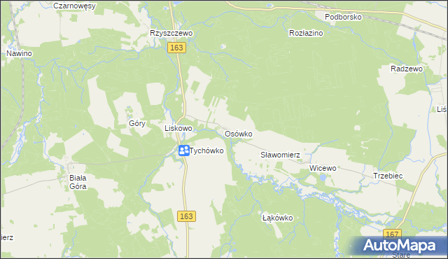 mapa Osówko gmina Tychowo, Osówko gmina Tychowo na mapie Targeo