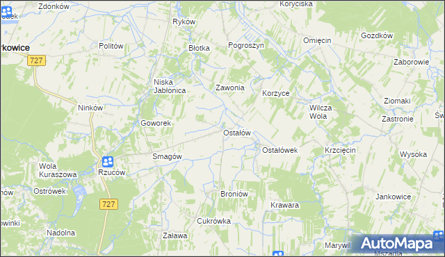 mapa Ostałów gmina Chlewiska, Ostałów gmina Chlewiska na mapie Targeo