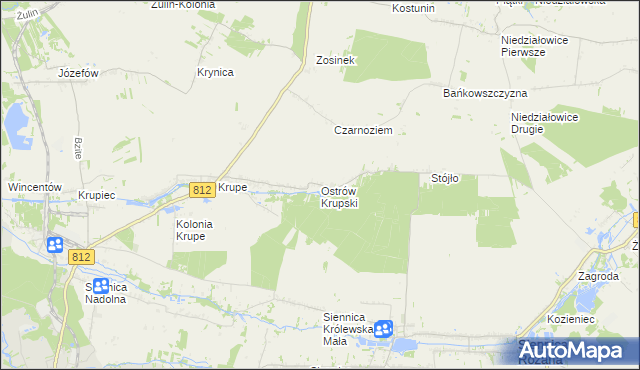 mapa Ostrów Krupski, Ostrów Krupski na mapie Targeo