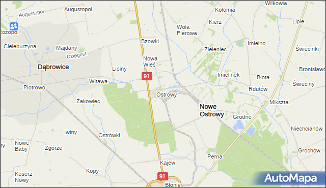 mapa Ostrowy-Cukrownia, Ostrowy-Cukrownia na mapie Targeo