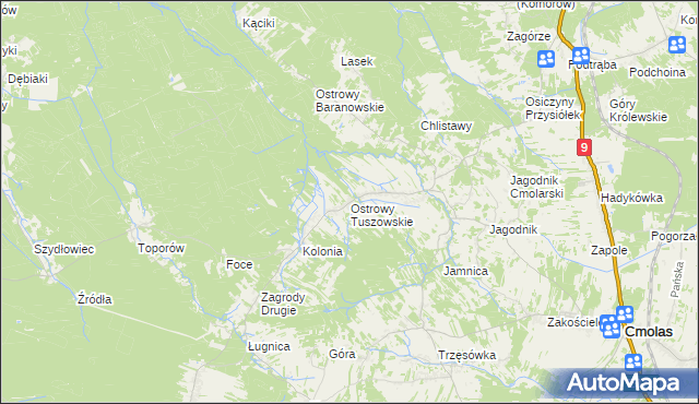 mapa Ostrowy Tuszowskie, Ostrowy Tuszowskie na mapie Targeo