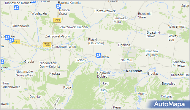 mapa Osuchów gmina Kazanów, Osuchów gmina Kazanów na mapie Targeo