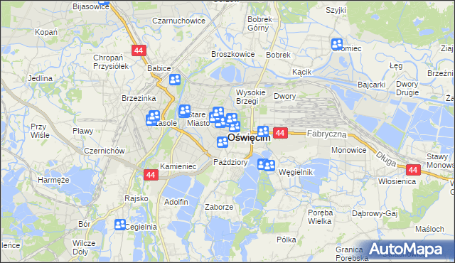 mapa Oświęcimia, Oświęcim na mapie Targeo