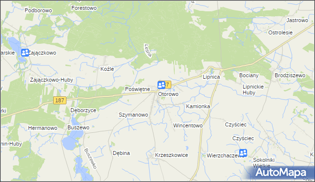 mapa Otorowo gmina Szamotuły, Otorowo gmina Szamotuły na mapie Targeo