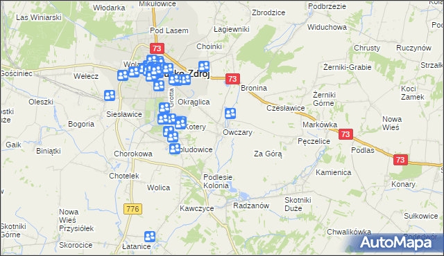 mapa Owczary gmina Busko-Zdrój, Owczary gmina Busko-Zdrój na mapie Targeo