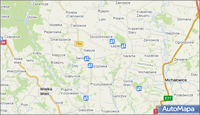 mapa Owczary gmina Zielonki, Owczary gmina Zielonki na mapie Targeo