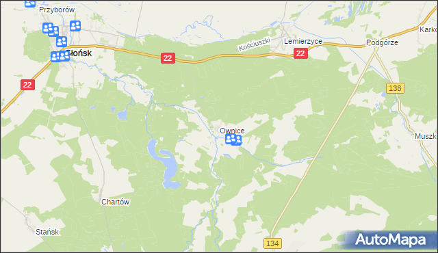 mapa Ownice, Ownice na mapie Targeo