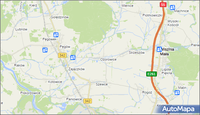 mapa Ozorowice, Ozorowice na mapie Targeo