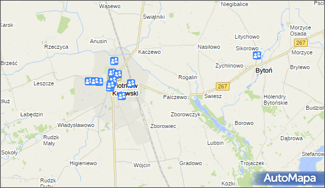 mapa Palczewo gmina Piotrków Kujawski, Palczewo gmina Piotrków Kujawski na mapie Targeo