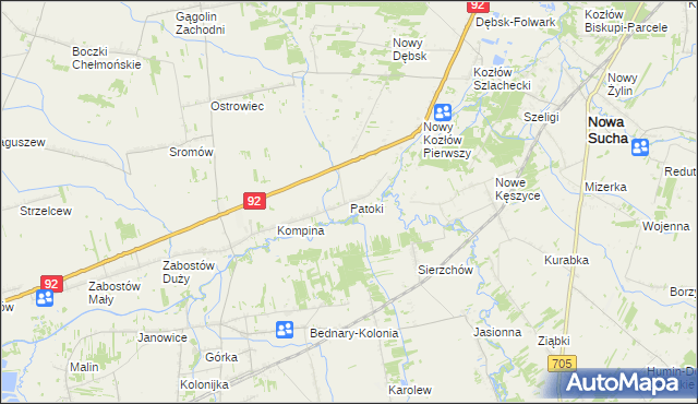 mapa Patoki gmina Nieborów, Patoki gmina Nieborów na mapie Targeo