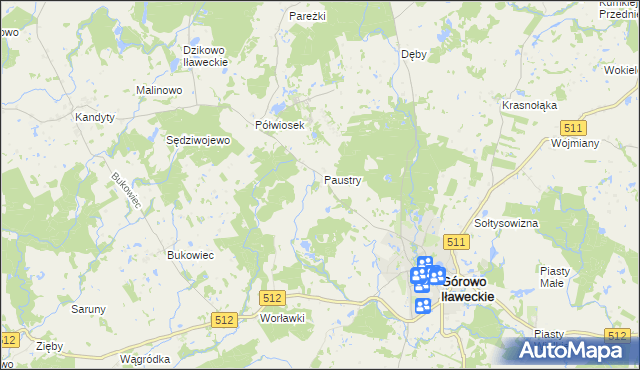 mapa Paustry Osada, Paustry Osada na mapie Targeo