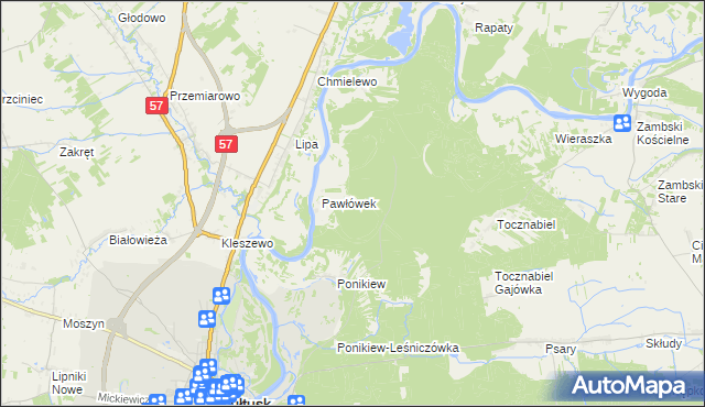 mapa Pawłówek-Gajówka, Pawłówek-Gajówka na mapie Targeo