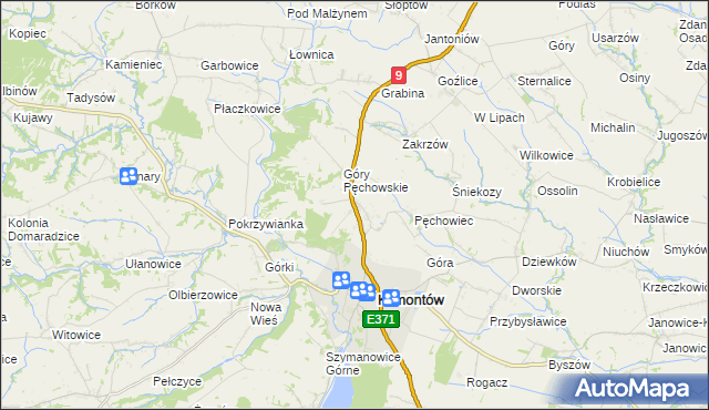 mapa Pęchów, Pęchów na mapie Targeo