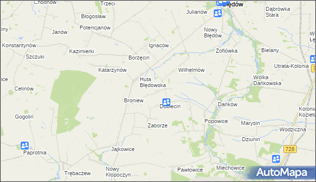 mapa Pelinów gmina Błędów, Pelinów gmina Błędów na mapie Targeo