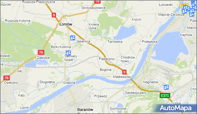 mapa Piaseczno gmina Łoniów, Piaseczno gmina Łoniów na mapie Targeo