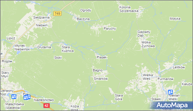 mapa Piasek gmina Stąporków, Piasek gmina Stąporków na mapie Targeo