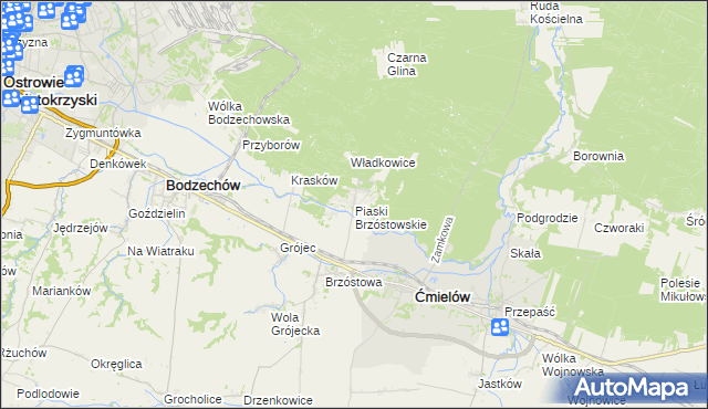 mapa Piaski Brzóstowskie, Piaski Brzóstowskie na mapie Targeo