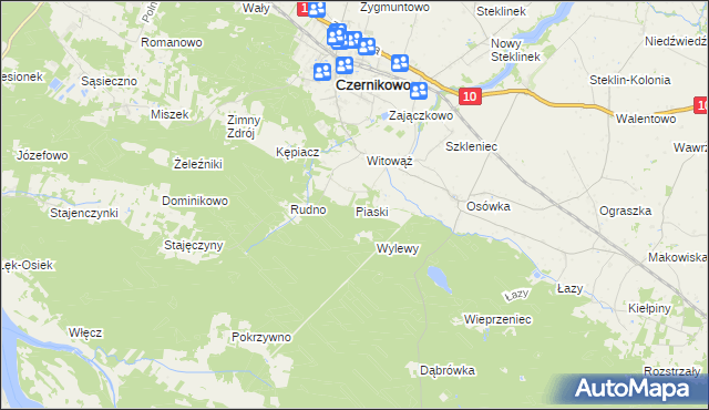 mapa Piaski gmina Czernikowo, Piaski gmina Czernikowo na mapie Targeo