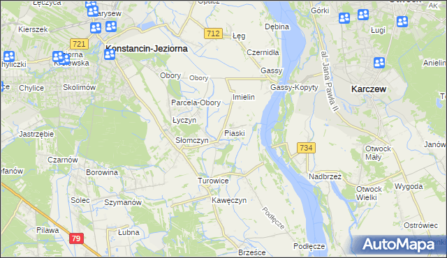 mapa Piaski gmina Konstancin-Jeziorna, Piaski gmina Konstancin-Jeziorna na mapie Targeo