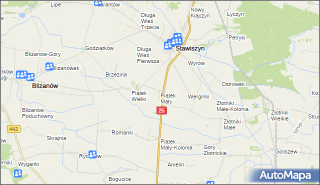 mapa Piątek Mały, Piątek Mały na mapie Targeo