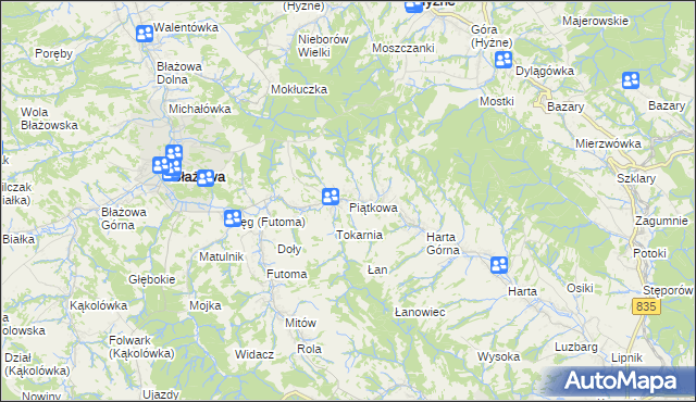 mapa Piątkowa gmina Błażowa, Piątkowa gmina Błażowa na mapie Targeo