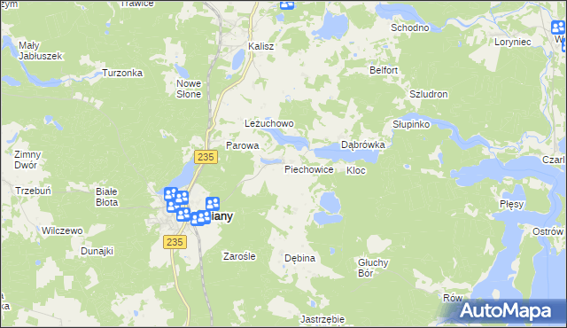 mapa Piechowice gmina Dziemiany, Piechowice gmina Dziemiany na mapie Targeo