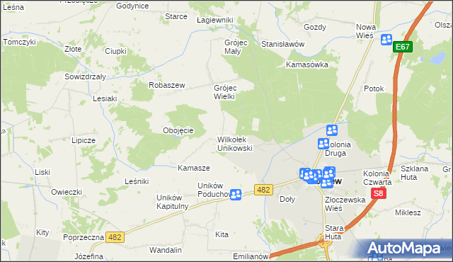 mapa Pieczyska gmina Złoczew, Pieczyska gmina Złoczew na mapie Targeo