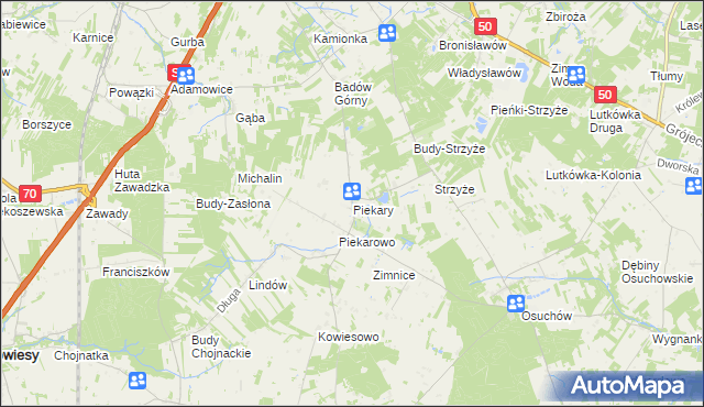 mapa Piekary gmina Mszczonów, Piekary gmina Mszczonów na mapie Targeo