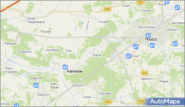 mapa Pieńki gmina Klembów, Pieńki gmina Klembów na mapie Targeo