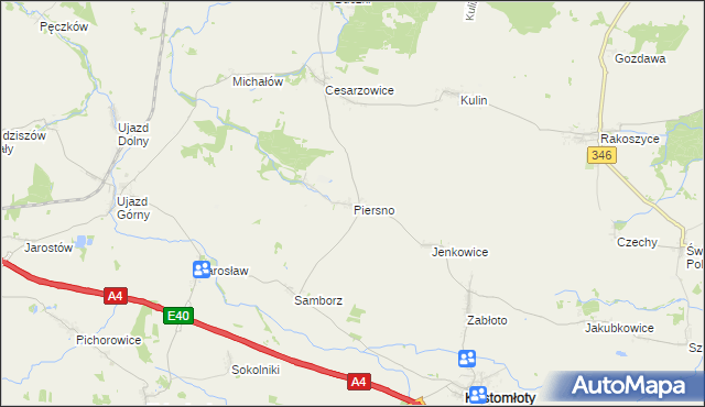 mapa Piersno gmina Kostomłoty, Piersno gmina Kostomłoty na mapie Targeo