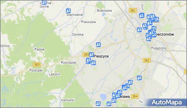 mapa Pieszyce, Pieszyce na mapie Targeo