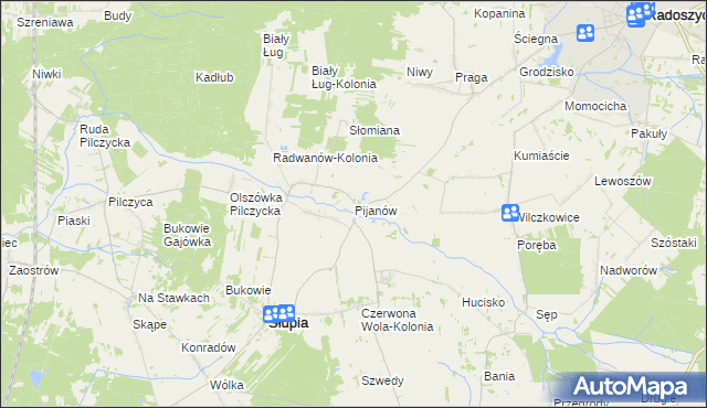 mapa Pijanów, Pijanów na mapie Targeo