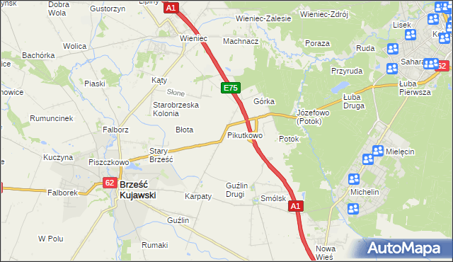 mapa Pikutkowo, Pikutkowo na mapie Targeo