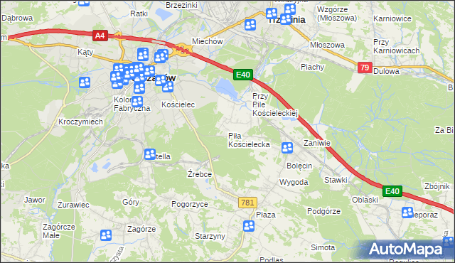 mapa Piła Kościelecka, Piła Kościelecka na mapie Targeo