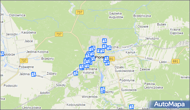 mapa Pionki, Pionki na mapie Targeo