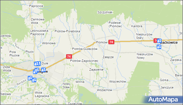 mapa Piórków-Kolonia, Piórków-Kolonia na mapie Targeo