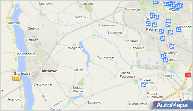 mapa Piotrkowice gmina Inowrocław, Piotrkowice gmina Inowrocław na mapie Targeo