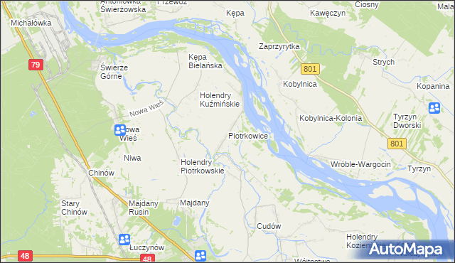 mapa Piotrkowice gmina Kozienice, Piotrkowice gmina Kozienice na mapie Targeo