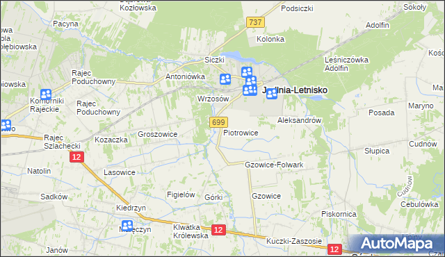 mapa Piotrowice gmina Jedlnia-Letnisko, Piotrowice gmina Jedlnia-Letnisko na mapie Targeo