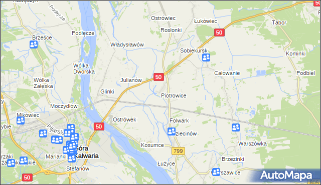 mapa Piotrowice gmina Karczew, Piotrowice gmina Karczew na mapie Targeo