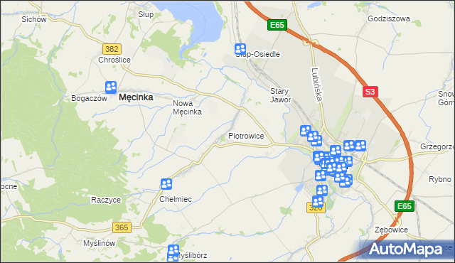 mapa Piotrowice gmina Męcinka, Piotrowice gmina Męcinka na mapie Targeo