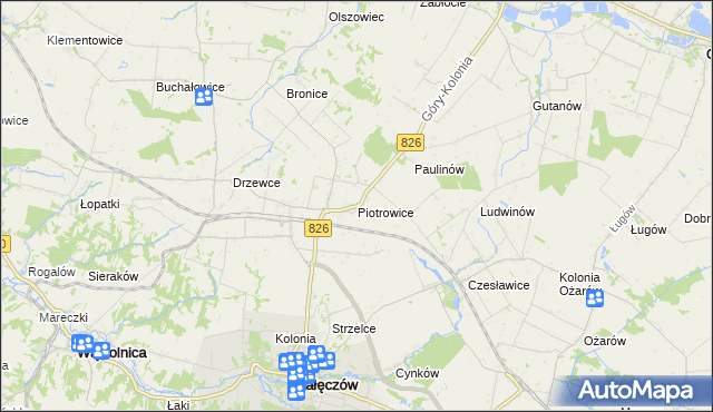 mapa Piotrowice gmina Nałęczów, Piotrowice gmina Nałęczów na mapie Targeo