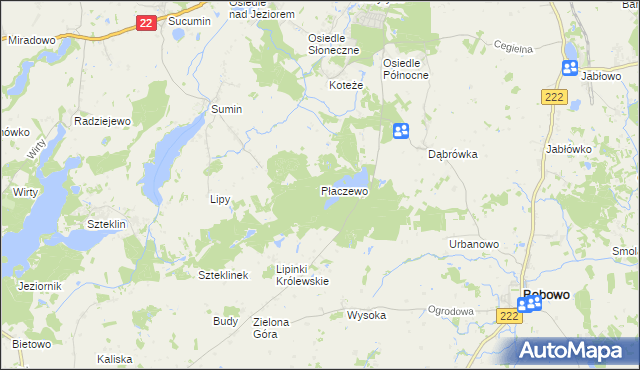 mapa Płaczewo gmina Starogard Gdański, Płaczewo gmina Starogard Gdański na mapie Targeo